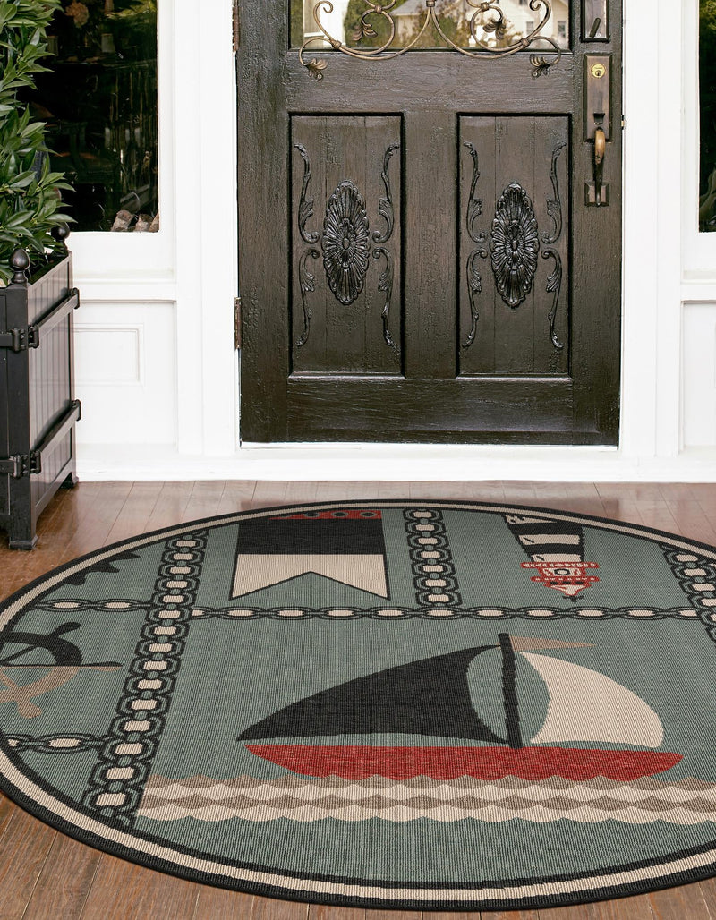 Seaside Haven Rugs Collection Area Rug -  Anchorage Round Blue  lifestyle 38