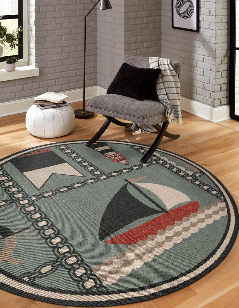 Seaside Haven Rugs Collection Area Rug -  Anchorage Round Blue  lifestyle 41