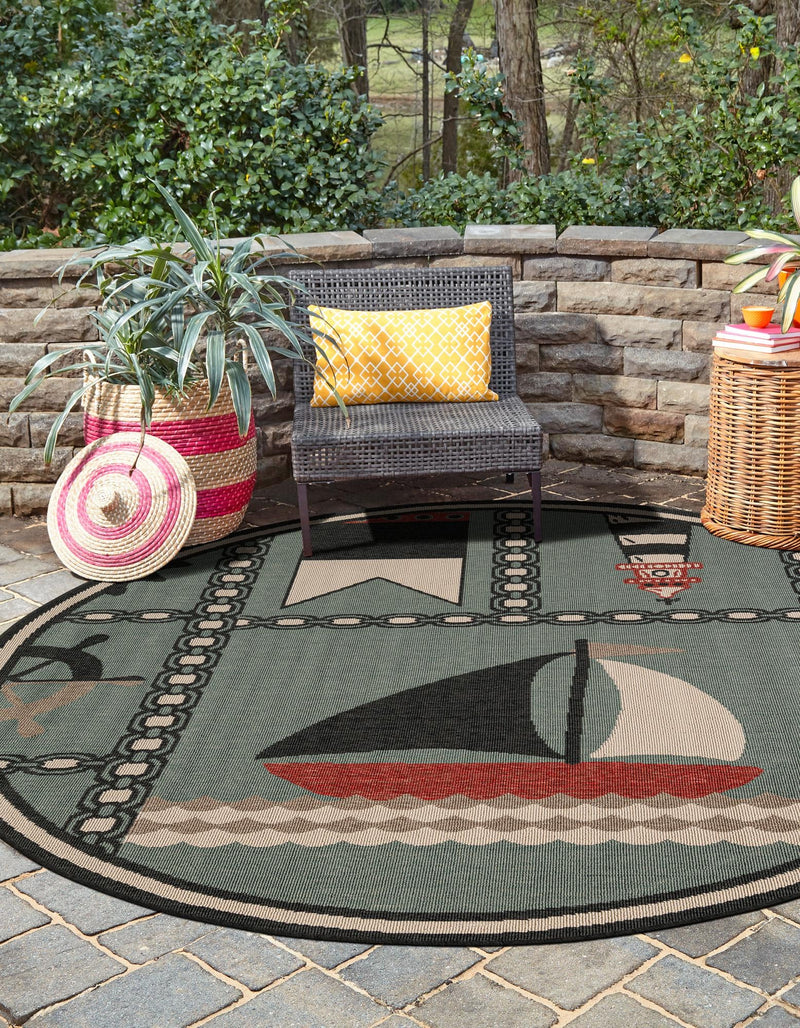 Seaside Haven Rugs Collection Area Rug -  Anchorage Round Blue  lifestyle 50