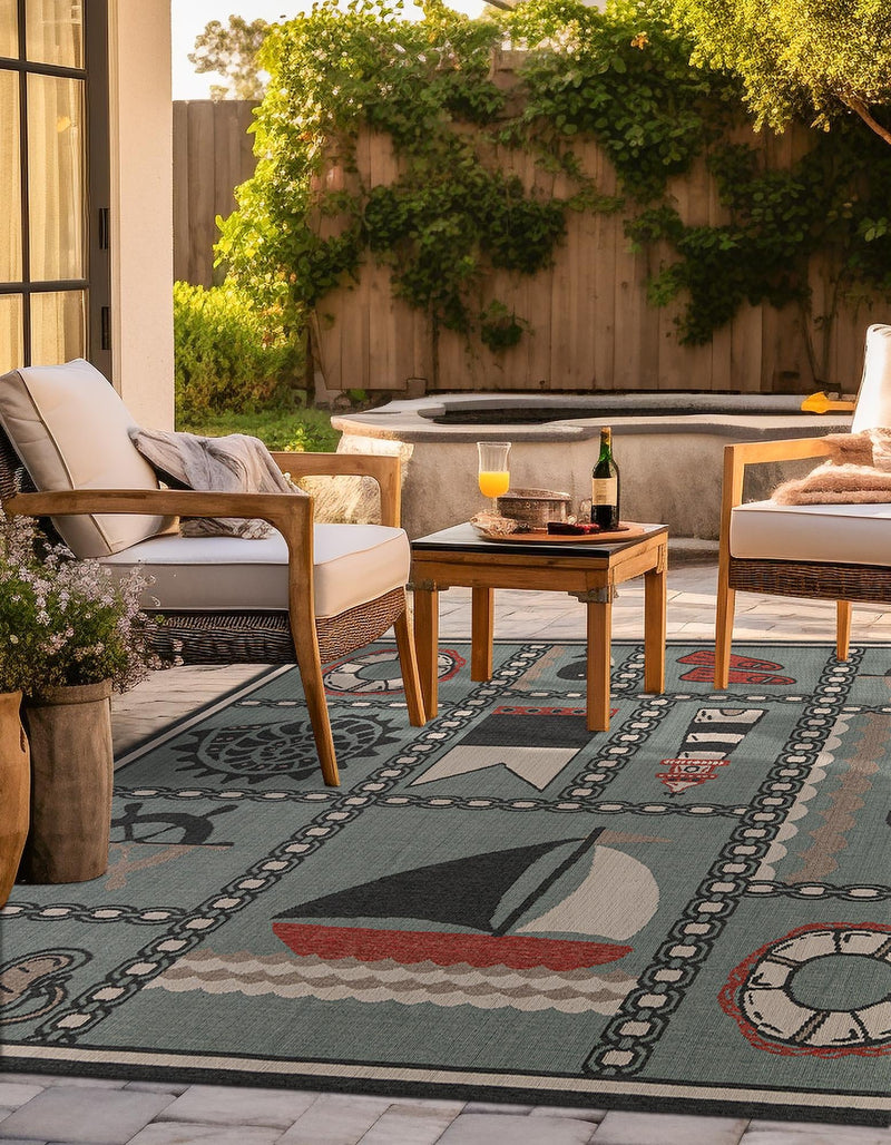 Seaside Haven Rugs Collection Area Rug -  Anchorage Square Blue  lifestyle 27
