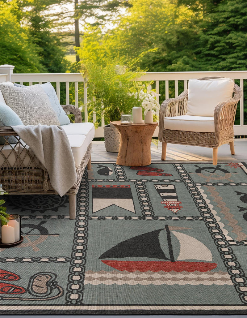 Seaside Haven Rugs Collection Area Rug -  Anchorage Square Blue  lifestyle 30