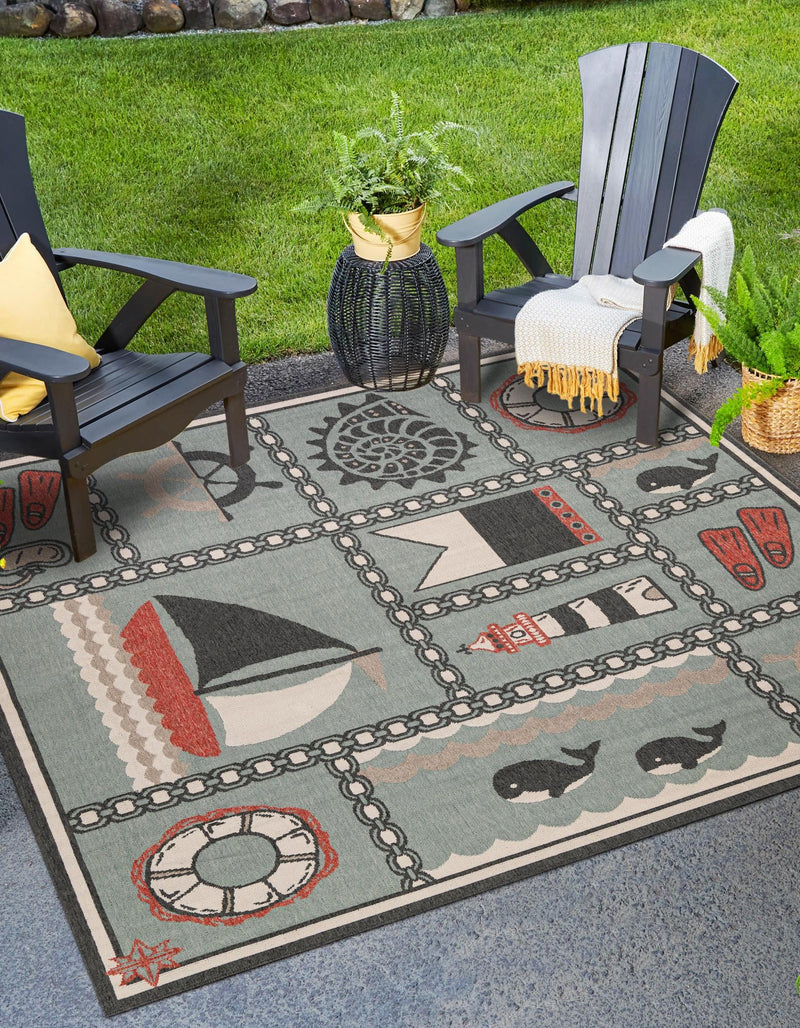 Seaside Haven Rugs Collection Area Rug -  Anchorage Square Blue  lifestyle 33