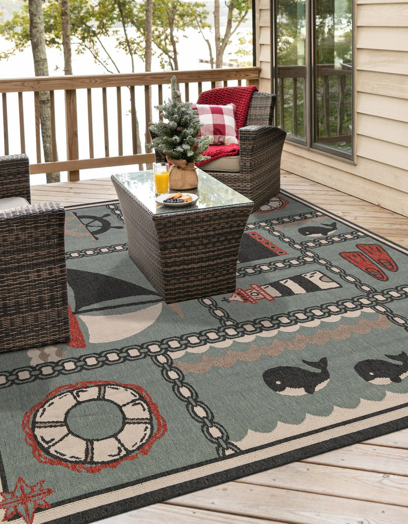 Seaside Haven Rugs Collection Area Rug -  Anchorage Square Blue  lifestyle 39