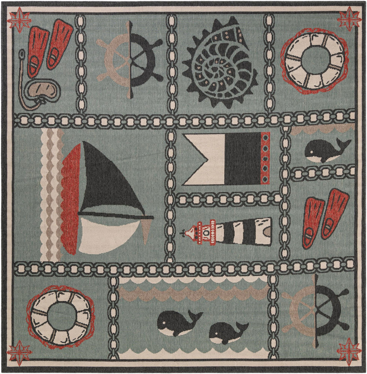Seaside Haven Rugs Collection Area Rug -  Anchorage Square Blue  lifestyle 24