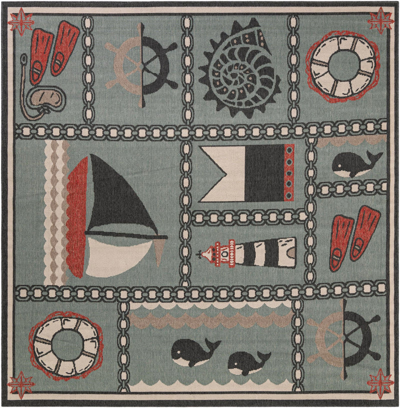Seaside Haven Rugs Collection Area Rug -  Anchorage Square Blue  lifestyle 24
