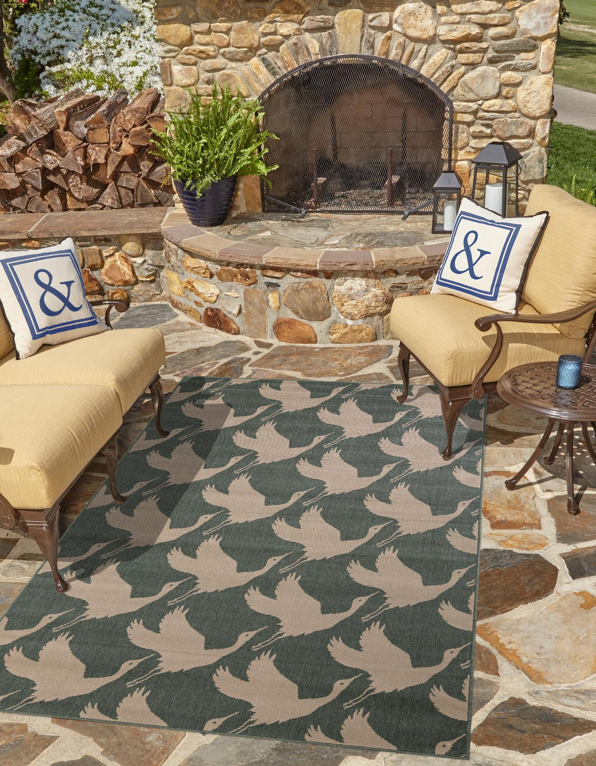 Seaside Haven Rugs Collection Area Rug -  Pelican Rectangle Stone Blue  lifestyle 3