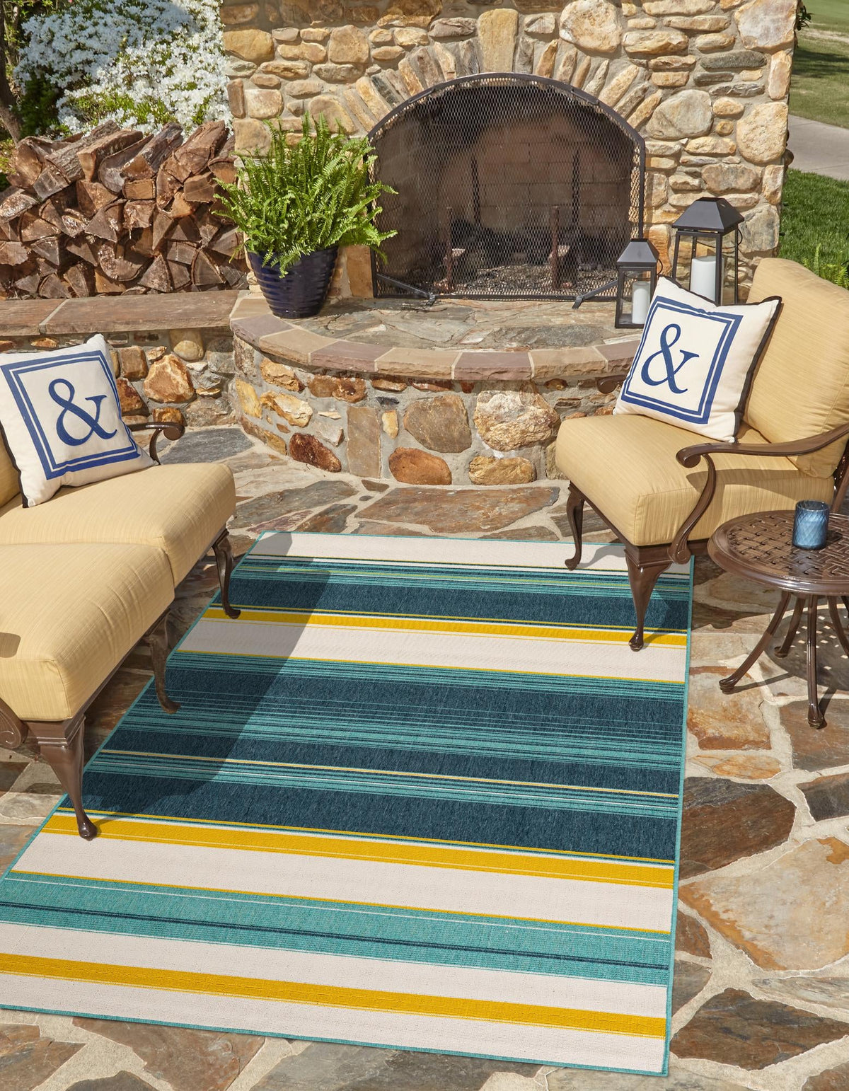 Terrace Fringe Collection Area Rug -  Veranda Rectangle Multi  lifestyle 6