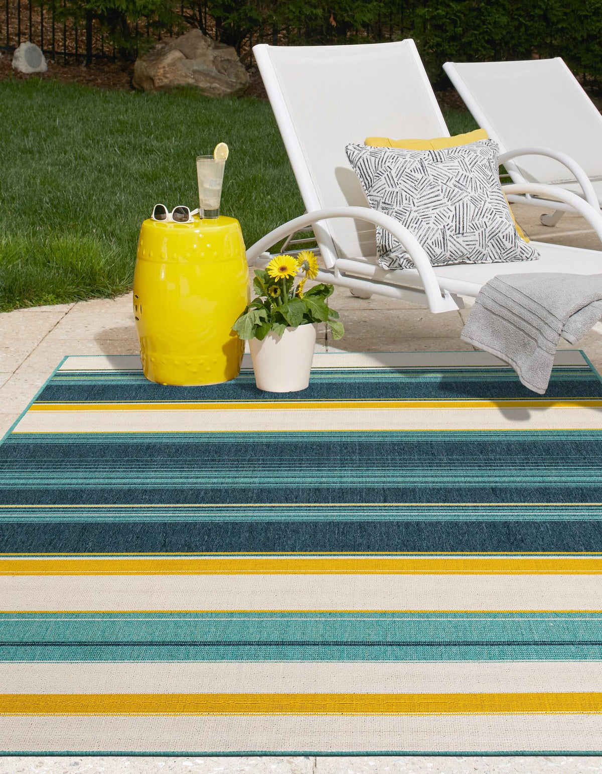 Terrace Fringe Collection Area Rug -  Veranda Rectangle Multi  lifestyle 10