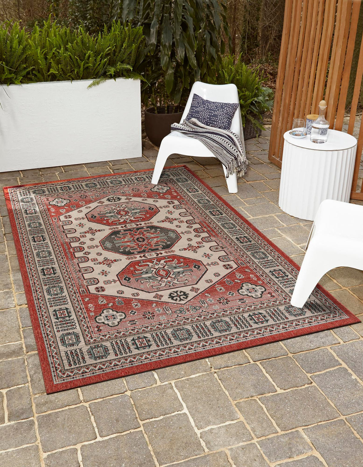 Patio Heritage Collection Area Rug - Veranda Rectangle Multi  lifestyle 2