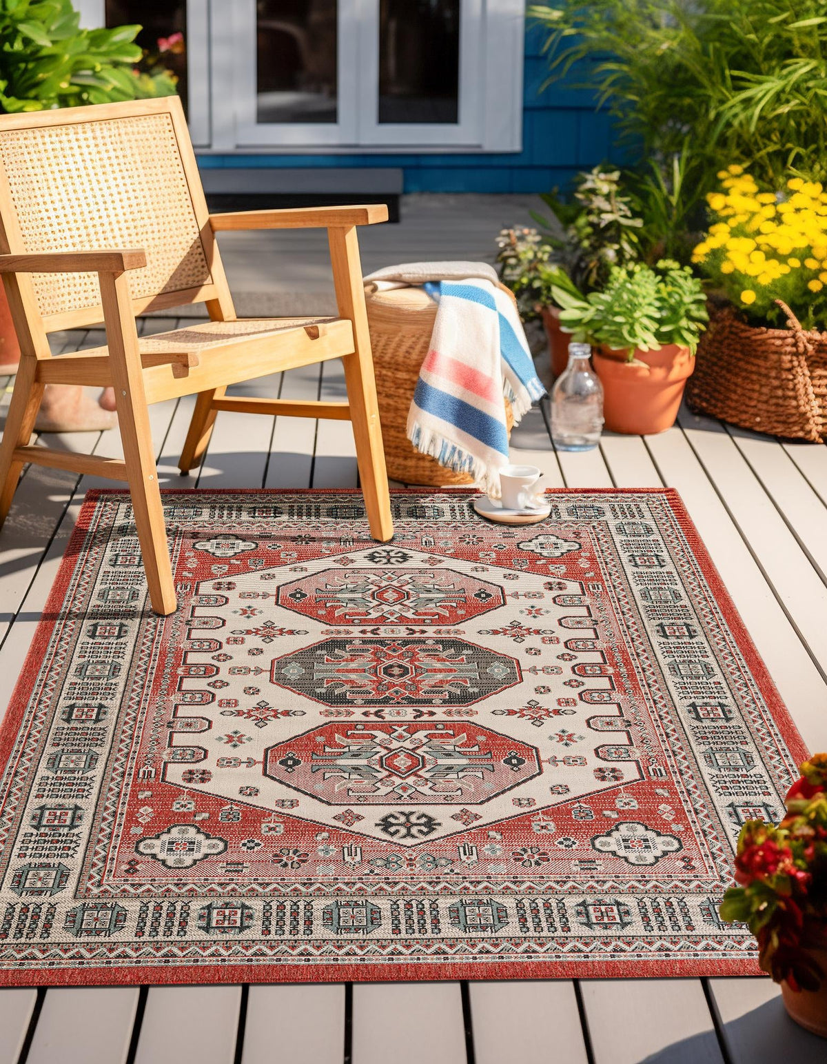 Patio Heritage Collection Area Rug - Veranda Rectangle Multi  lifestyle 4