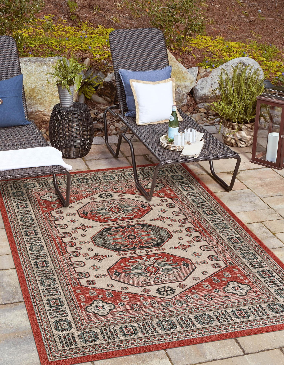 Patio Heritage Collection Area Rug - Veranda Rectangle Multi  lifestyle 6