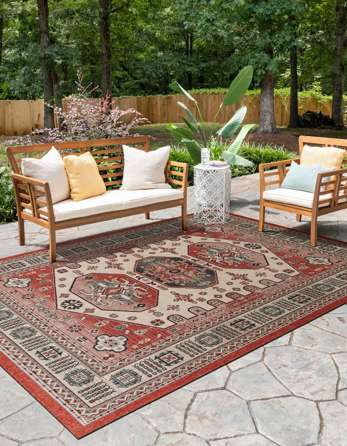 Patio Heritage Collection Area Rug - Veranda Rectangle Multi  lifestyle 7