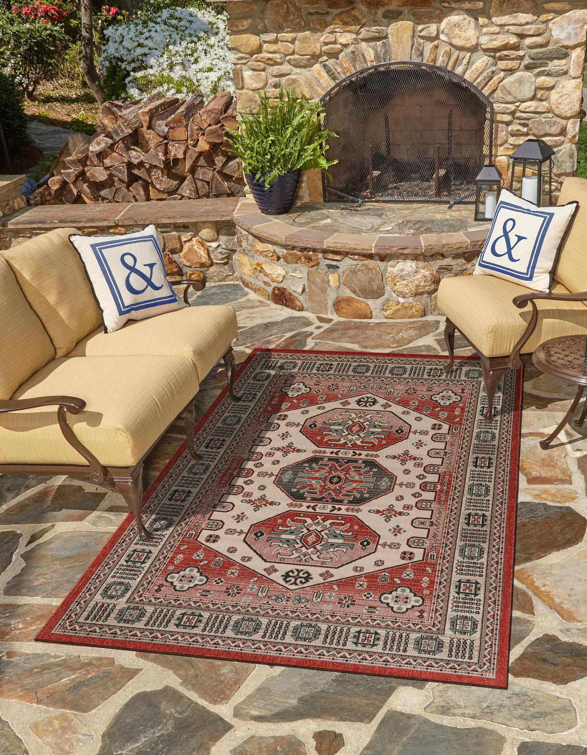 Patio Heritage Collection Area Rug - Veranda Rectangle Multi  lifestyle 8