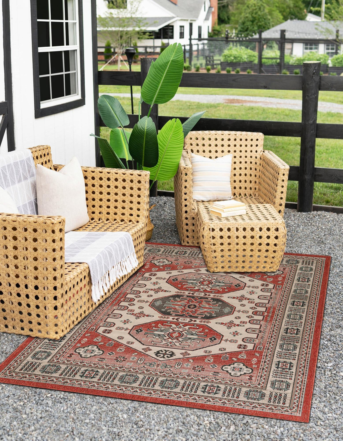 Patio Heritage Collection Area Rug - Veranda Rectangle Multi  lifestyle 9