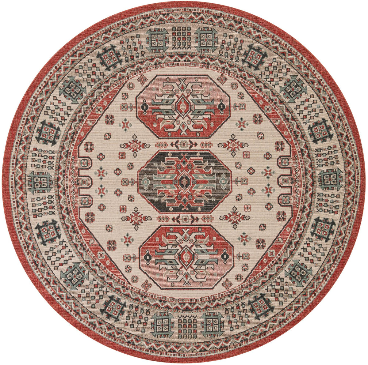 Patio Heritage Collection Area Rug - Veranda Round Multi  lifestyle 36