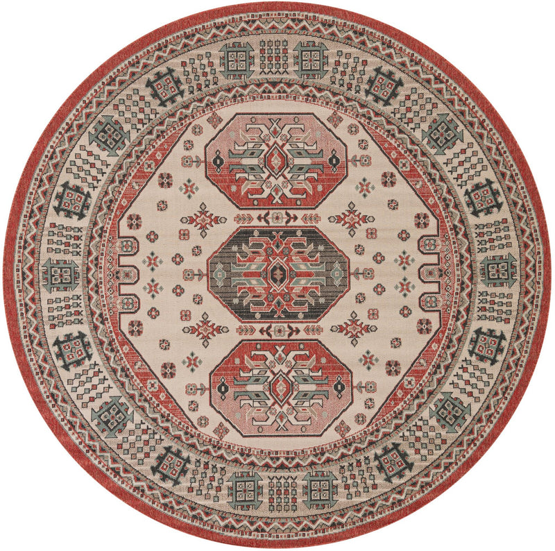 Patio Heritage Collection Area Rug - Veranda Round Multi  lifestyle 36