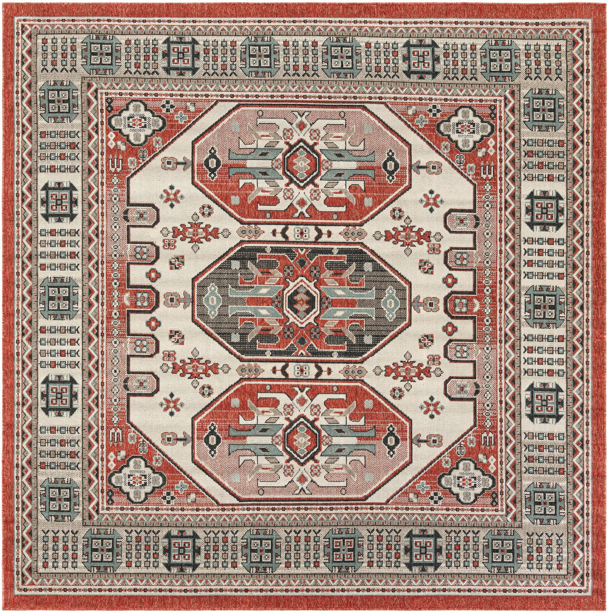Patio Heritage Collection Area Rug - Veranda Square Multi  lifestyle 37