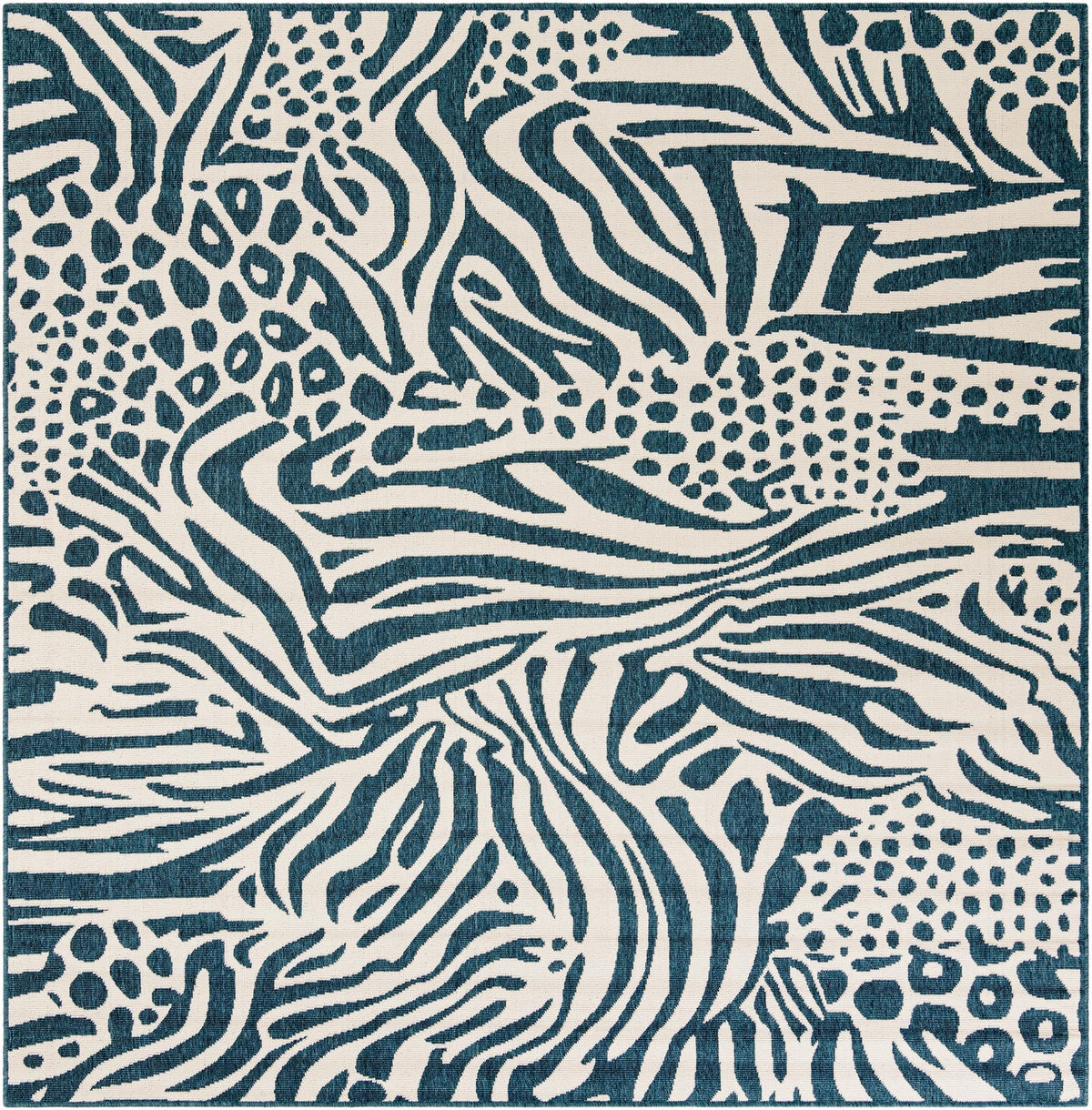 Savannah Escape Collection Area Rug -  Masai Square Ivory and Navy Blue  lifestyle 45
