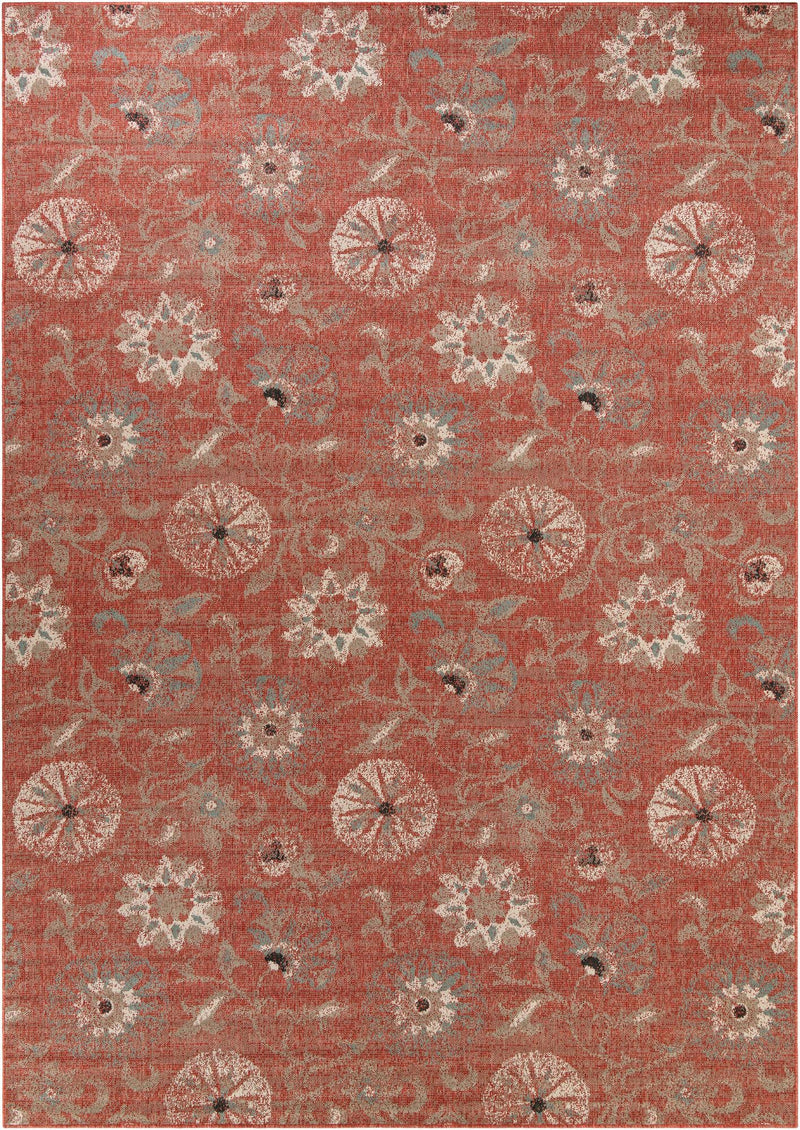 Seaside Blooms Collection Area Rug - Seychelles Rectangle Terracotta  lifestyle 2