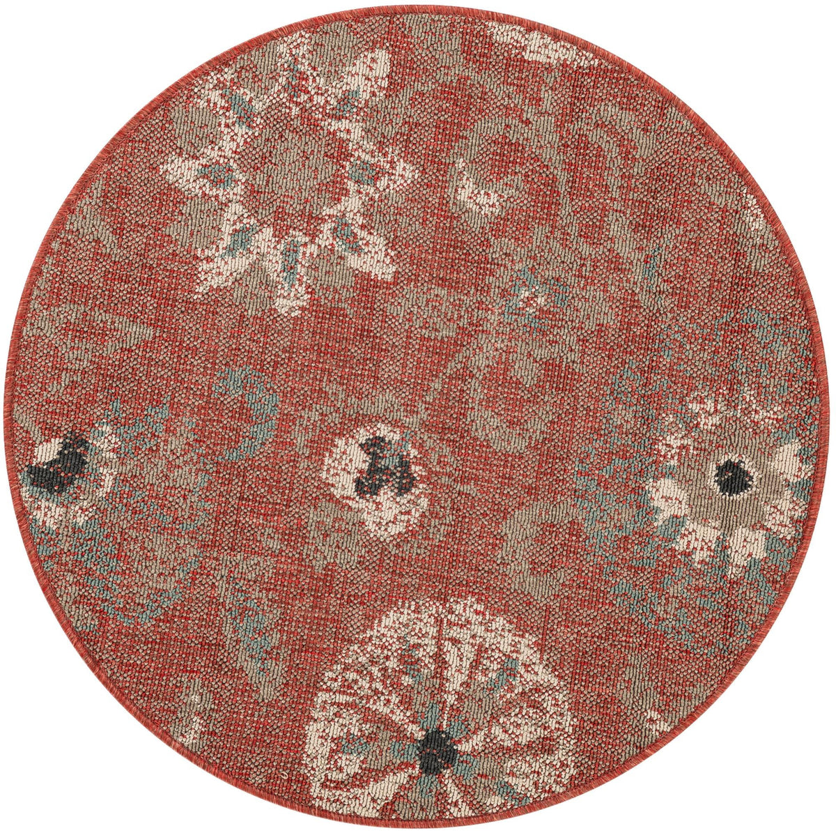Seaside Blooms Collection Area Rug - Seychelles Round Terracotta  lifestyle 84