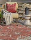 Seaside Blooms Collection Area Rug - Seychelles Round Terracotta  lifestyle 35