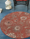Seaside Blooms Collection Area Rug - Seychelles Round Terracotta  lifestyle 47