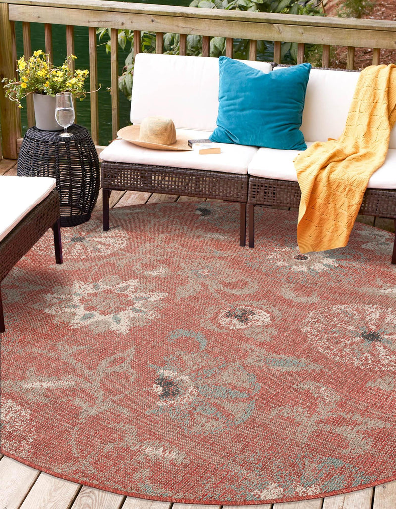 Seaside Blooms Collection Area Rug - Seychelles Round Terracotta  lifestyle 77