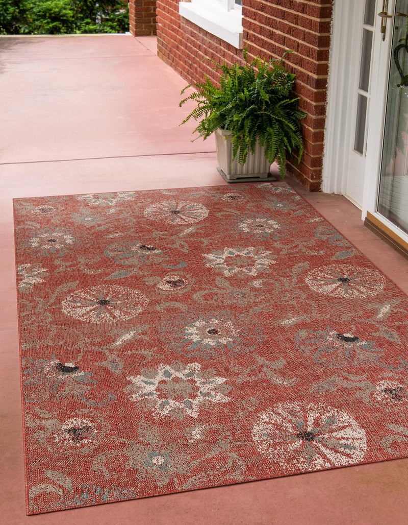 Seaside Blooms Collection Area Rug - Seychelles Rectangle Terracotta  lifestyle 3