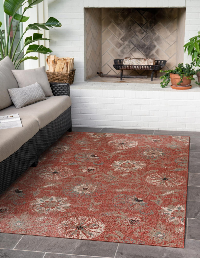Seaside Blooms Collection Area Rug - Seychelles Rectangle Terracotta  lifestyle 5
