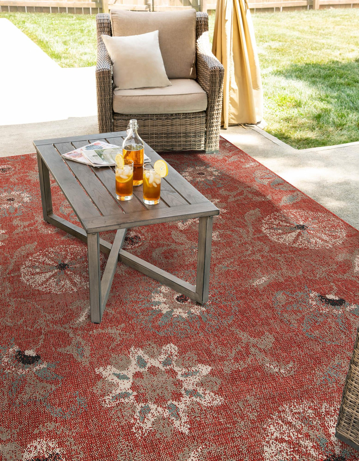 Seaside Blooms Collection Area Rug - Seychelles Rectangle Terracotta  lifestyle 9