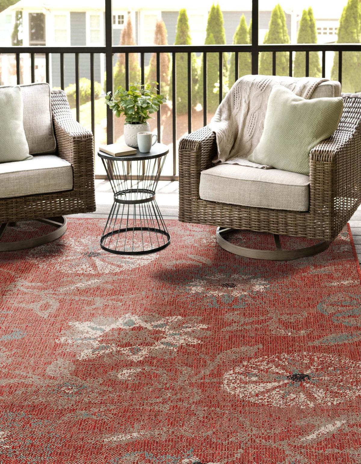 Seaside Blooms Collection Area Rug - Seychelles Rectangle Terracotta  lifestyle 13