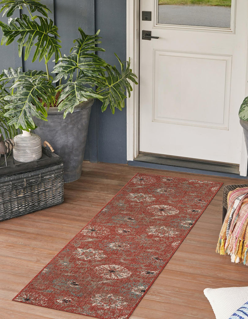 Seaside Blooms Collection Area Rug - Seychelles Runner Terracotta  lifestyle 58