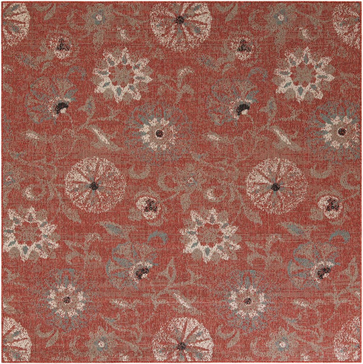 Seaside Blooms Collection Area Rug - Seychelles Square Terracotta  lifestyle 85