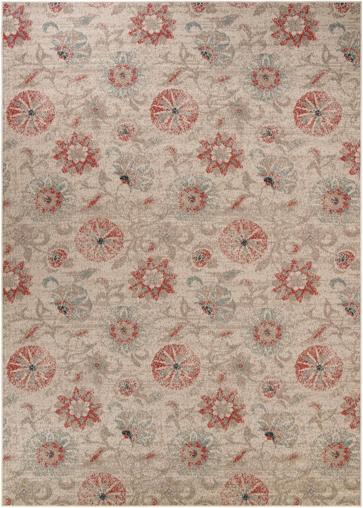Seaside Blooms Collection Area Rug - Seychelles Rectangle Beige Main