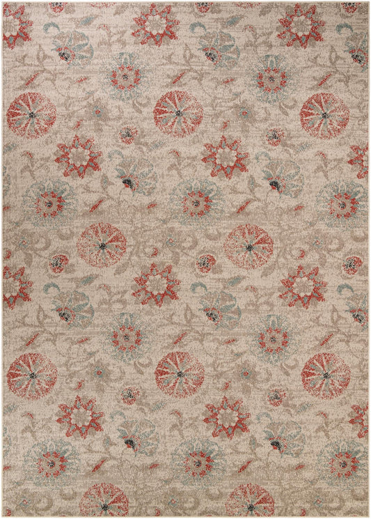 Seaside Blooms Collection Area Rug - Seychelles Rectangle Beige Main