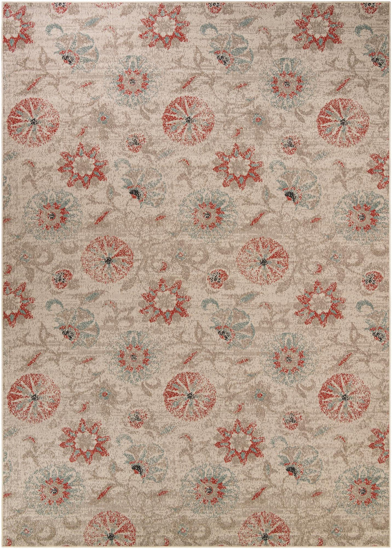 Seaside Blooms Collection Area Rug - Seychelles Rectangle Beige Main