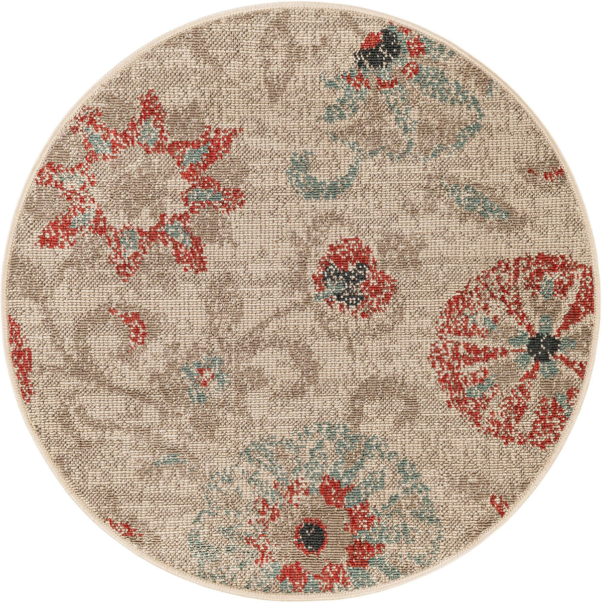 Seaside Blooms Collection Area Rug - Seychelles Round Beige  lifestyle 82