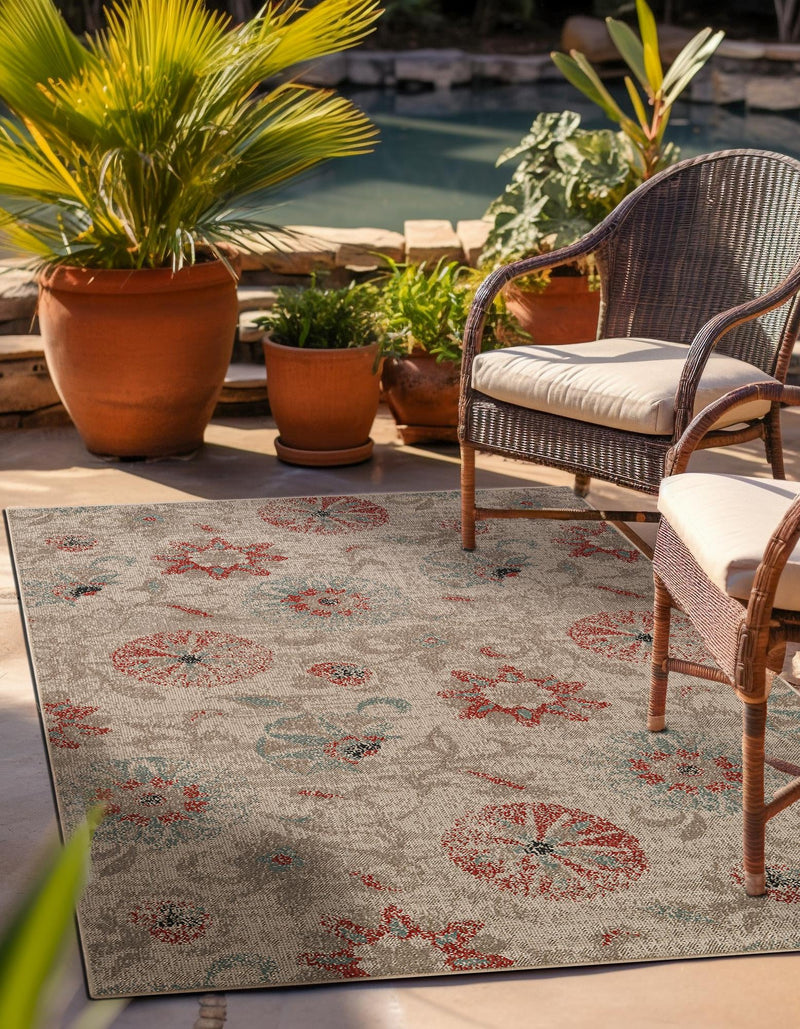Seaside Blooms Collection Area Rug - Seychelles Rectangle Beige  lifestyle 4