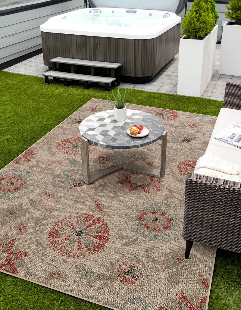 Seaside Blooms Collection Area Rug - Seychelles Rectangle Beige  lifestyle 6