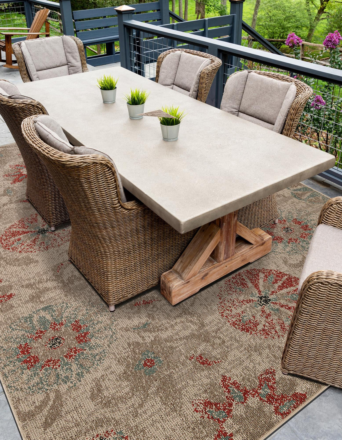 Seaside Blooms Collection Area Rug - Seychelles Rectangle Beige  lifestyle 8