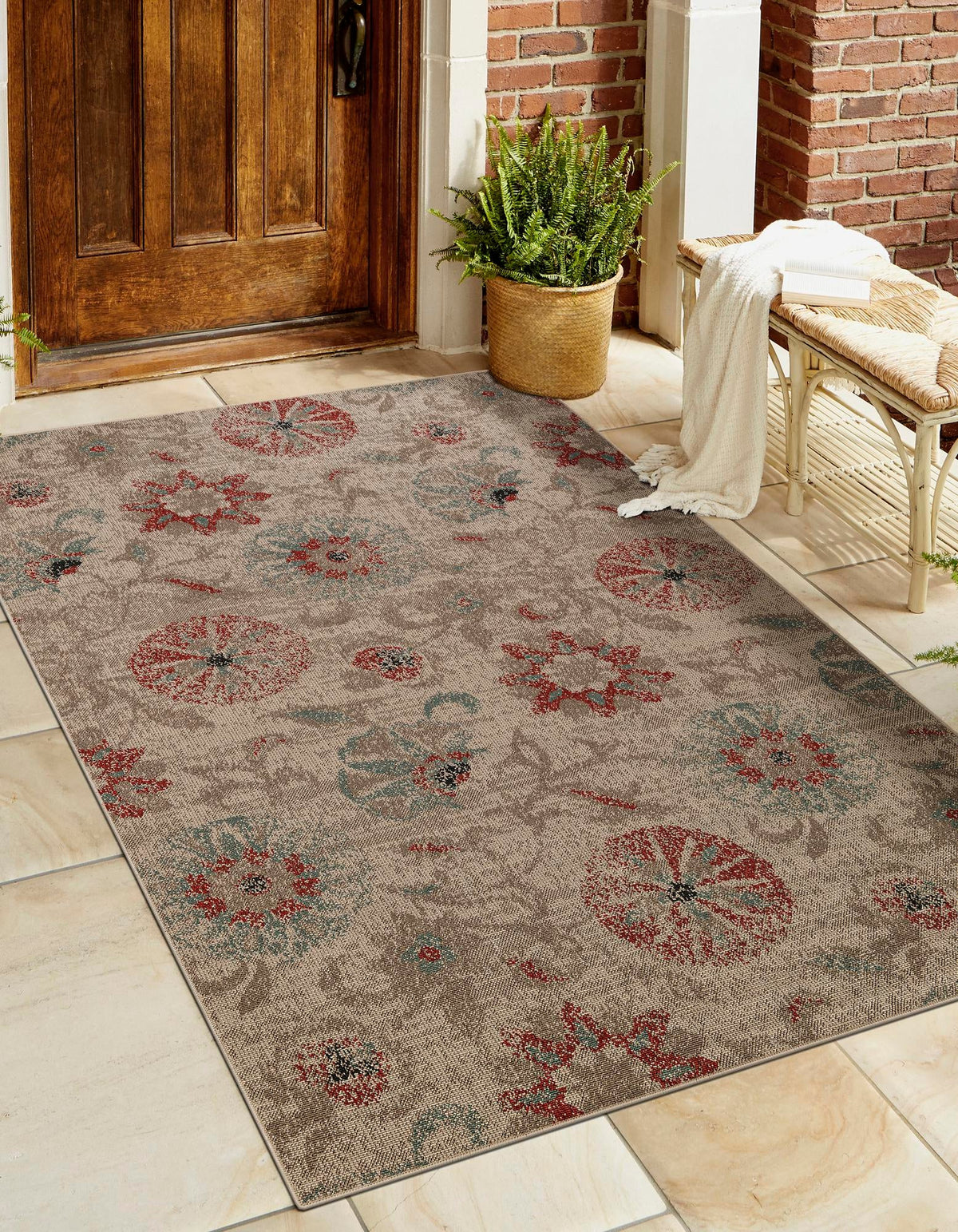 Seaside Blooms Collection Area Rug - Seychelles Rectangle Beige  lifestyle 10