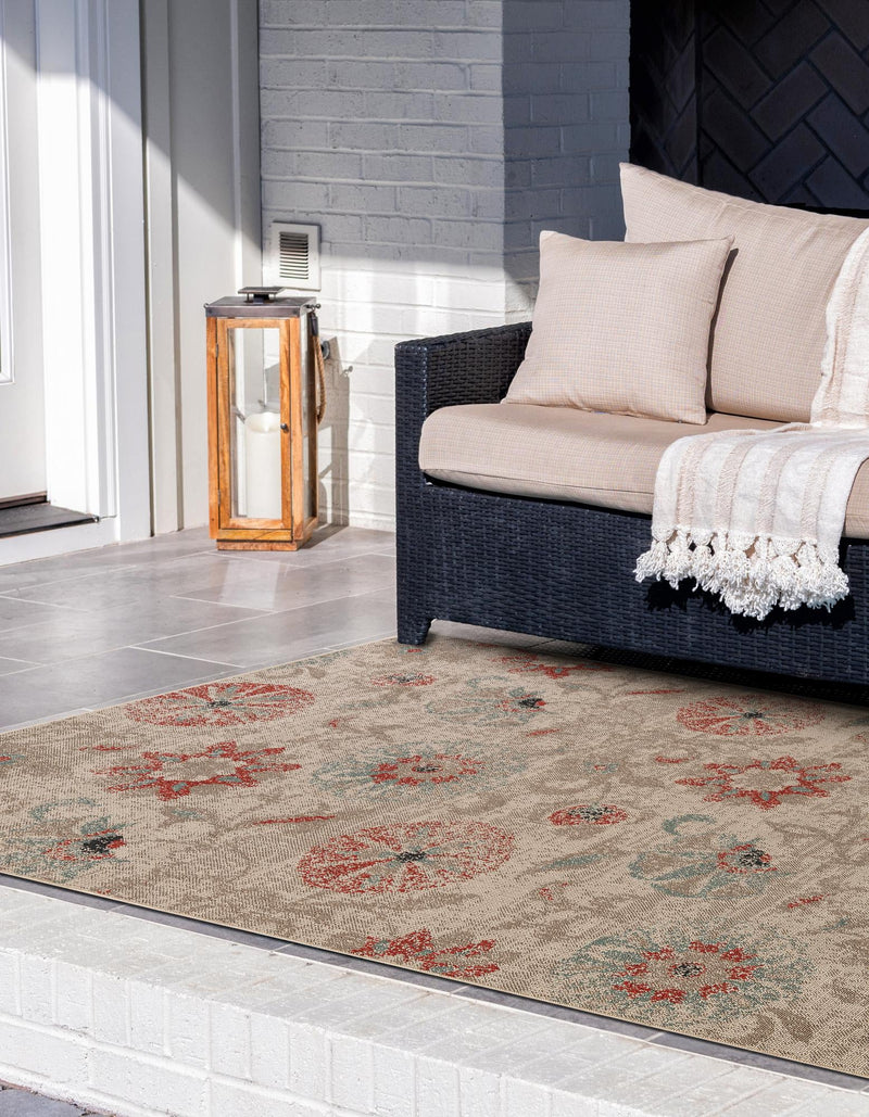 Seaside Blooms Collection Area Rug - Seychelles Rectangle Beige  lifestyle 14
