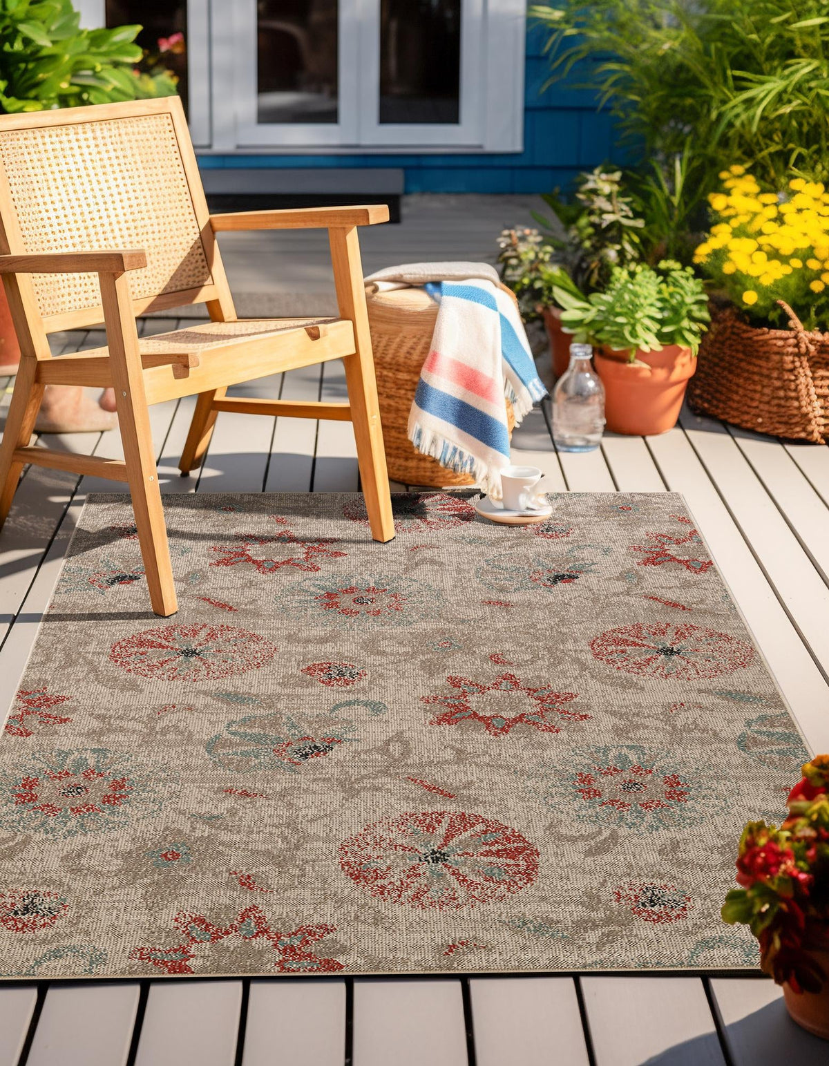 Seaside Blooms Collection Area Rug - Seychelles Rectangle Beige  lifestyle 16