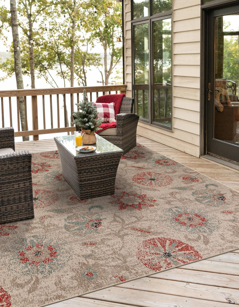 Seaside Blooms Collection Area Rug - Seychelles Square Beige  lifestyle 63