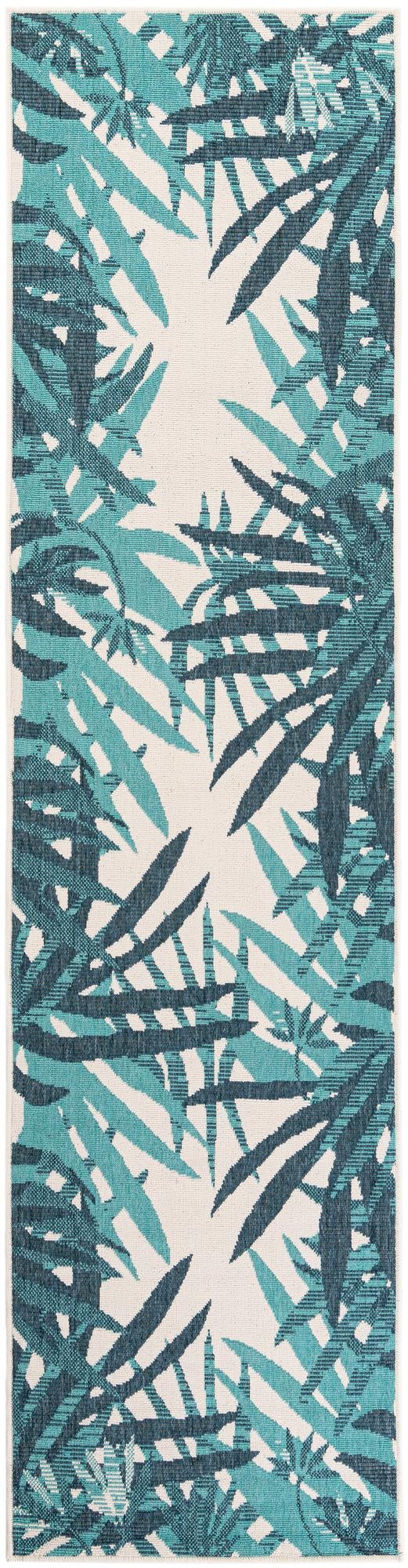 Seaside Blooms Collection Area Rug -  Provence Runner Teal blue  lifestyle 11