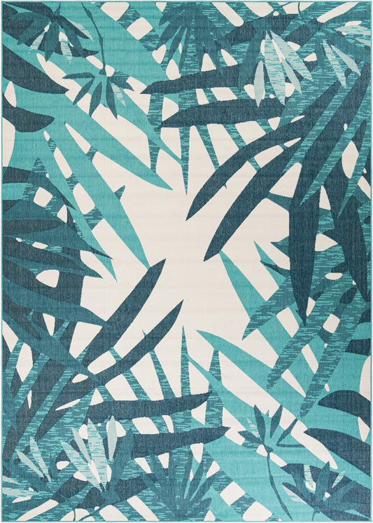 Seaside Blooms Collection Area Rug -  Provence Rectangle Teal blue Main