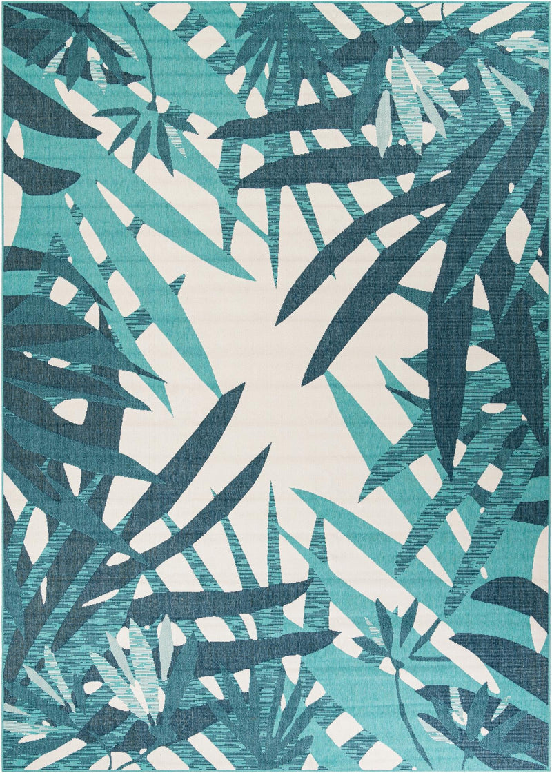 Seaside Blooms Collection Area Rug -  Provence Rectangle Teal blue Main