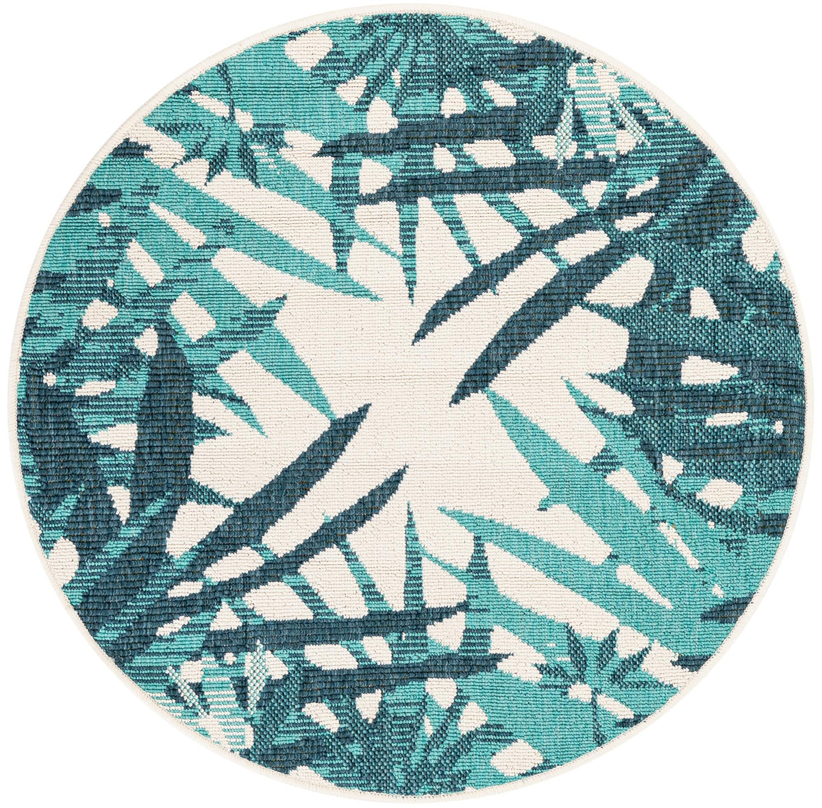 Seaside Blooms Collection Area Rug -  Provence Round Teal blue  lifestyle 40