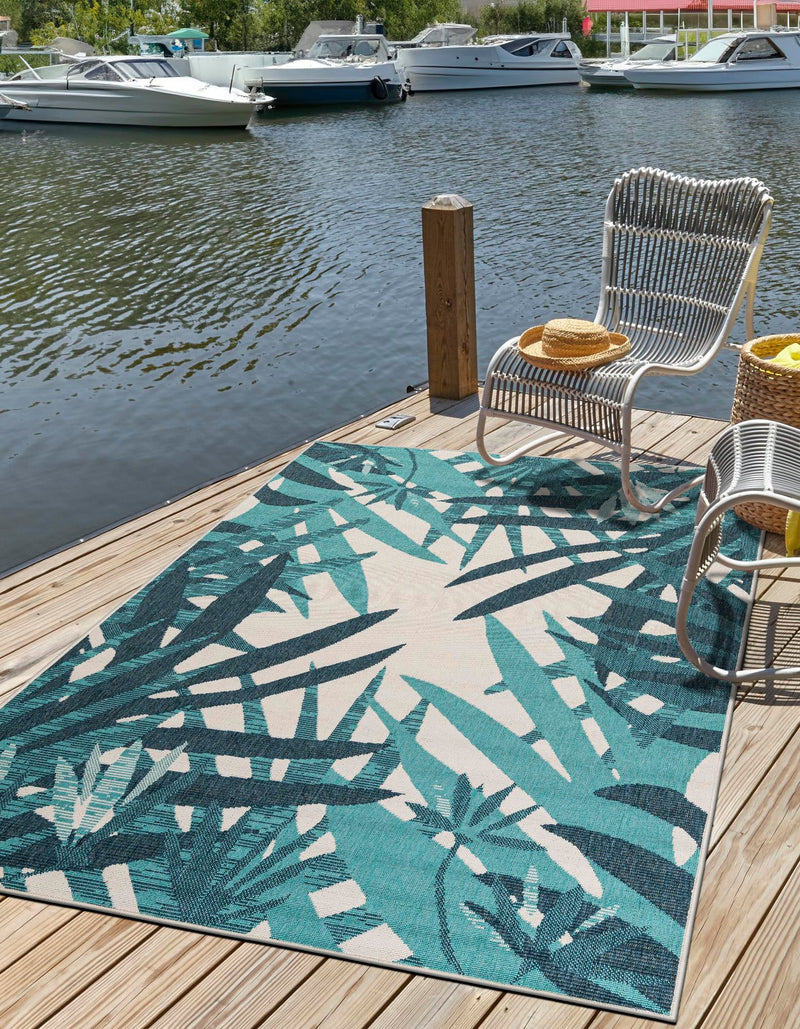 Seaside Blooms Collection Area Rug -  Provence Rectangle Teal blue Main