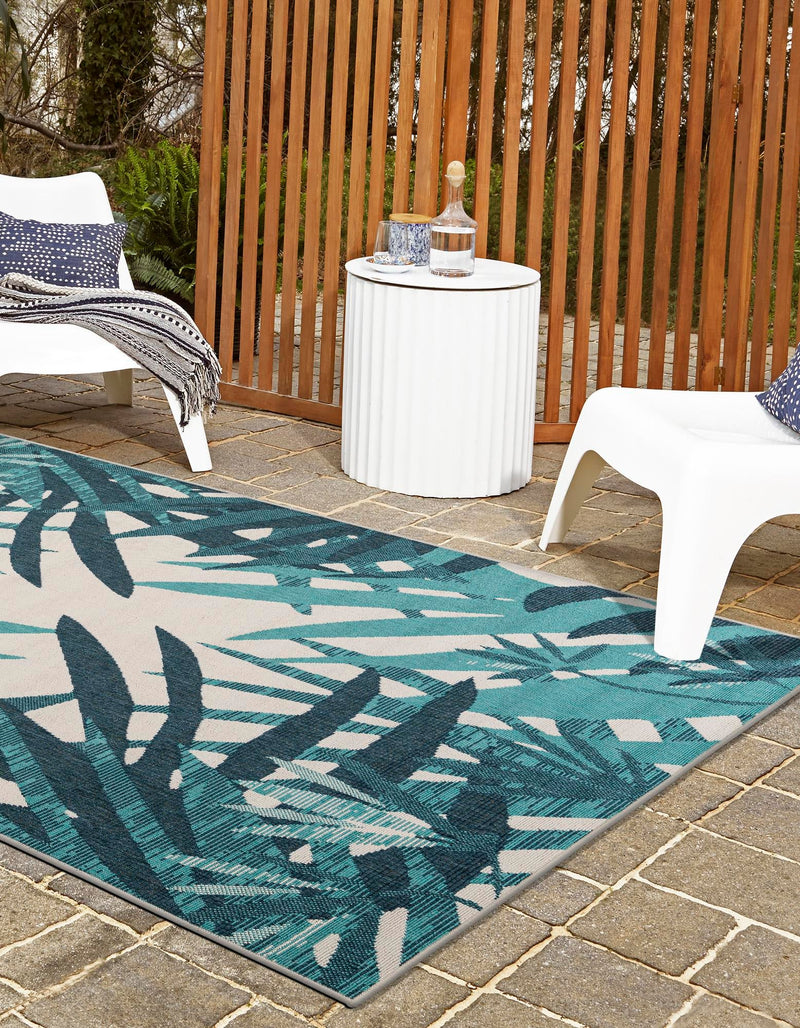 Seaside Blooms Collection Area Rug -  Provence Rectangle Teal blue  lifestyle 8